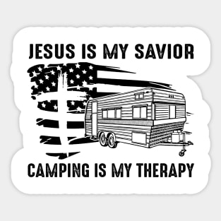 Jesus Is My Savior Camping Is My Therapy Sticker